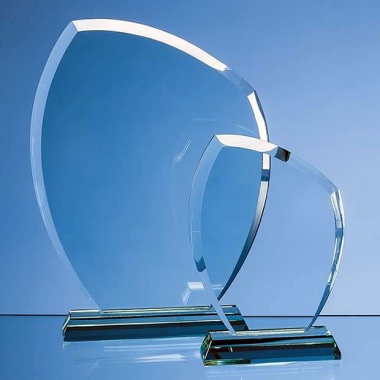 19.5cm Autumn Leaf Award Plaque in 12mm Jade Glass