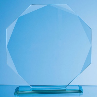 10mm Jade Glass Facetted Octagon Award 19cm