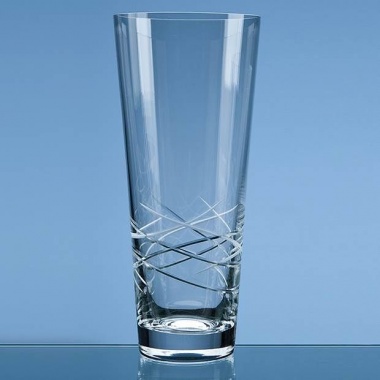 30cm Tiesto Conical Glass Vase with Modern Cut Pattern