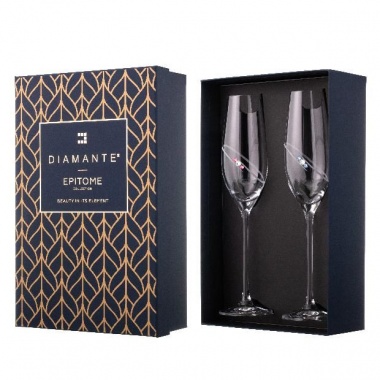 His & Hers Diamante Champagne Flutes with Orbital Design in Gift Box