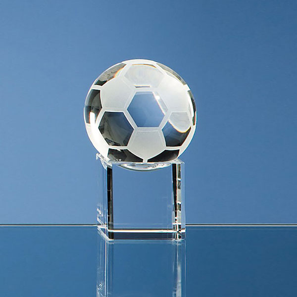 50mm Glass Football on Clear Base