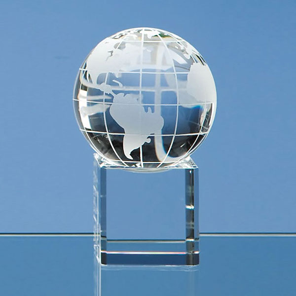 60mm Optic Crystal Globe on Clear Base