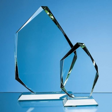 Jade Glass Facetted Ice Peak Award 15cm x 10.5cm x 19mm