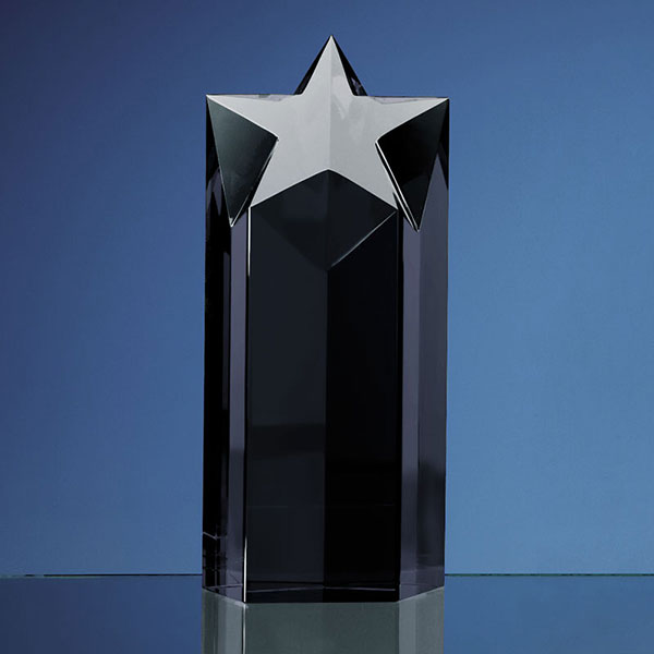 Engraved Black Onyx Crystal Star Award 8in