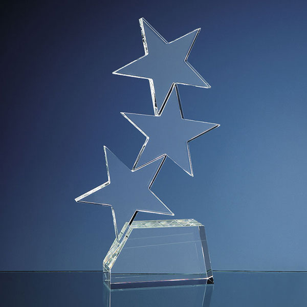 Engraved Optic Crystal Triple Rising Star Award