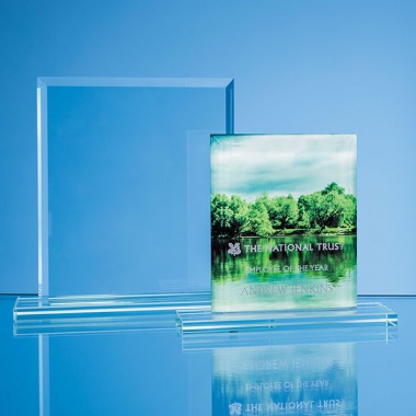 20cm Bevelled Rectangular Plaque in 12mm Jade Glass