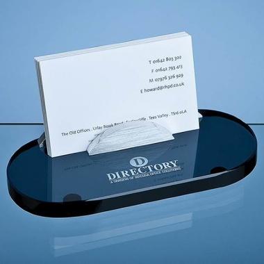 14cm Smoked Glass Business Card Holder
