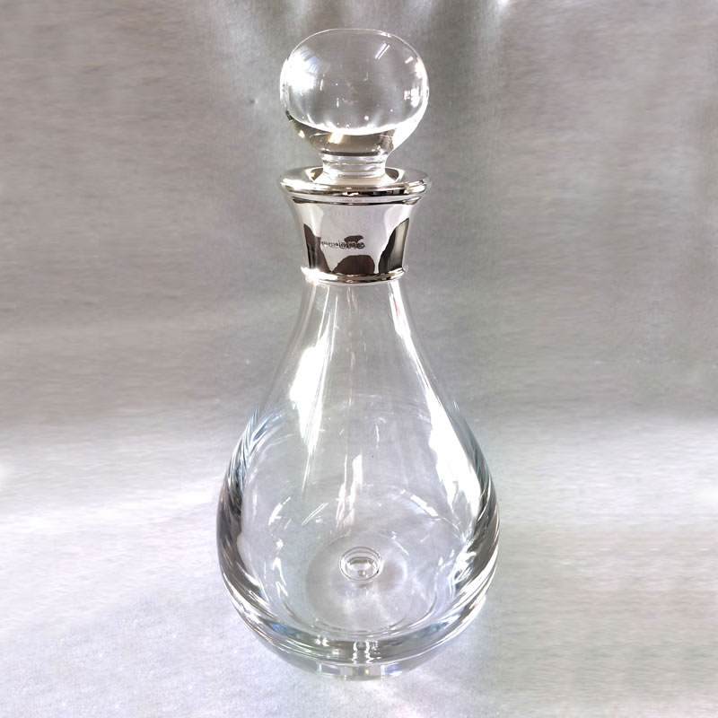 Crystal Teardrop Decanter with Sterling Silver Mount
