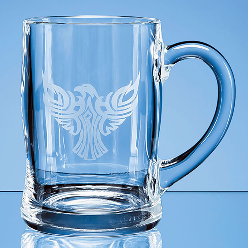 Engraved Curved Beer Glass Tankard