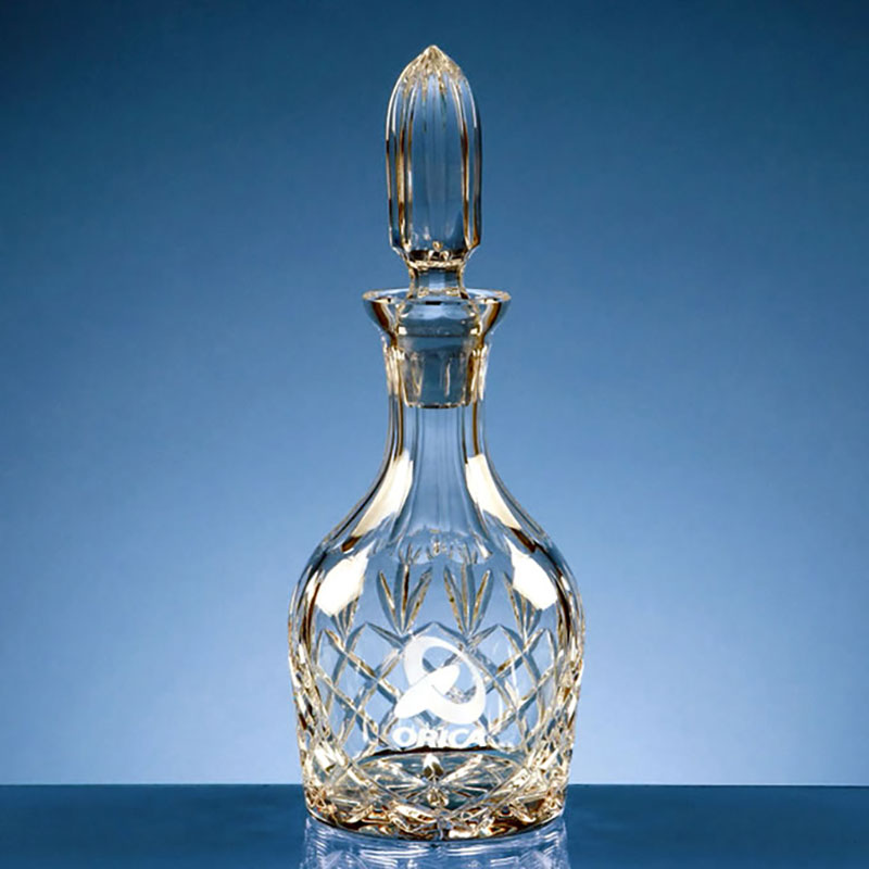 Engraved Crystal Handcut Round Wine Decanter