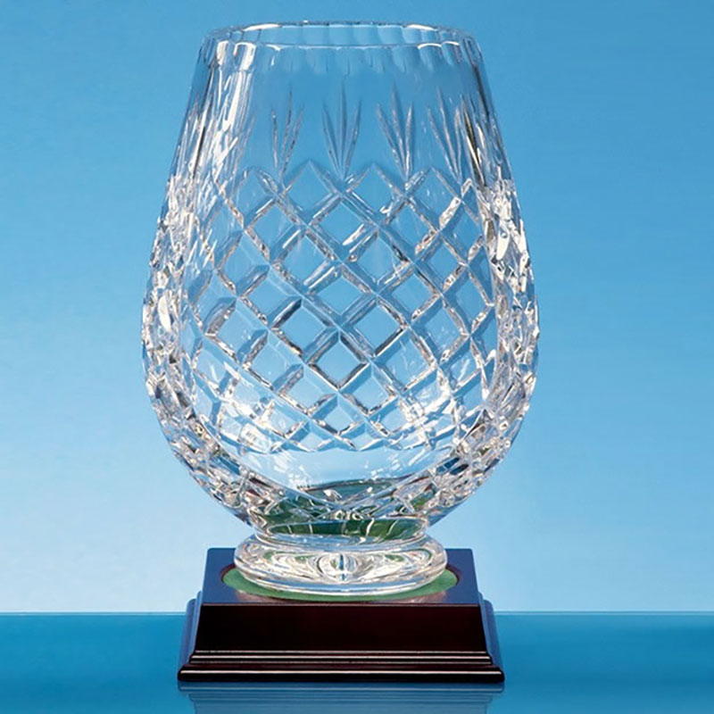 Engraved 20cm Lead Crystal Panel Tulip Vase Crystal Awards Supplier