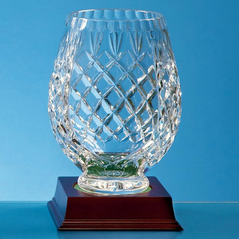 Engraved 15cm Lead Crystal Panel Tulip Vase