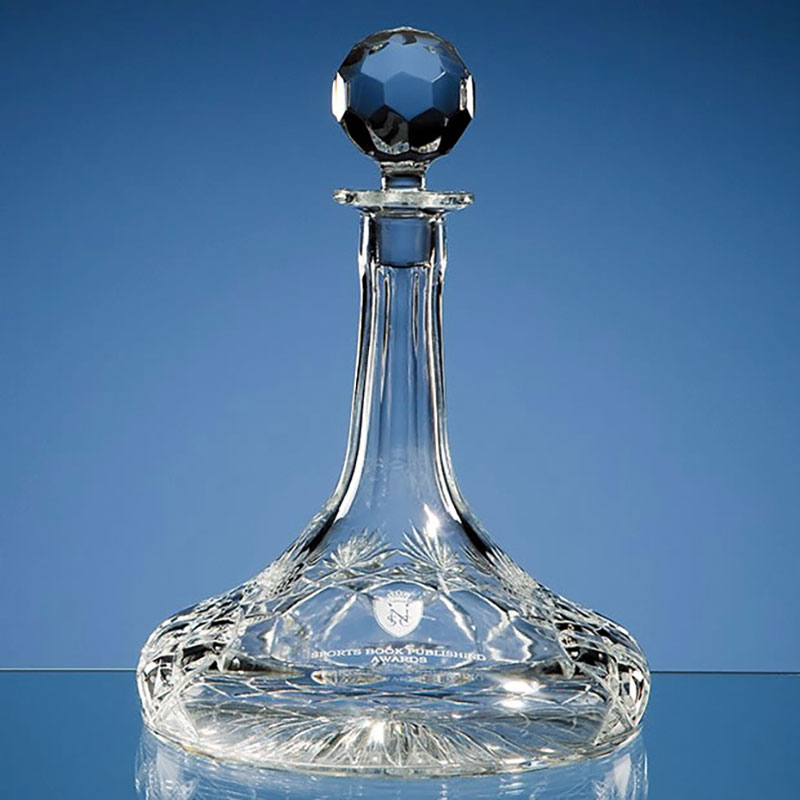 Engraved Gallery Lead Crystal Panel Ships Decanter R6