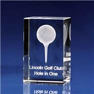 Crystal Golf Trophy with 3D Laser Engraving