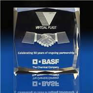 Faceted Square Award with 3D Laser Engraving
