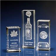 Crystal Rectangle Tower Corporate Award with 3D Laser Engraving