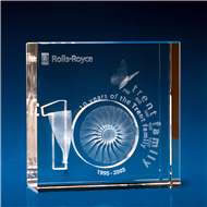 Square Crystal Award with 3D Laser Engraving