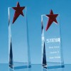 24cm Optical Crystal Rectangle with a Brilliant Red Star Award