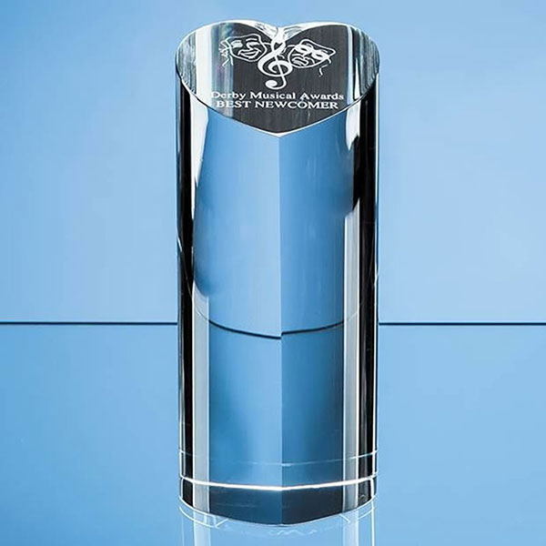 18cm Optical Crystal Heart Column Award