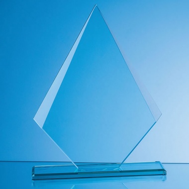 12mm Jade Glass Facetted Diamond Plaque 23.5cm x 17cm