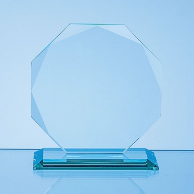 10mm Jade Glass Facetted Octagon Award 11.5cm