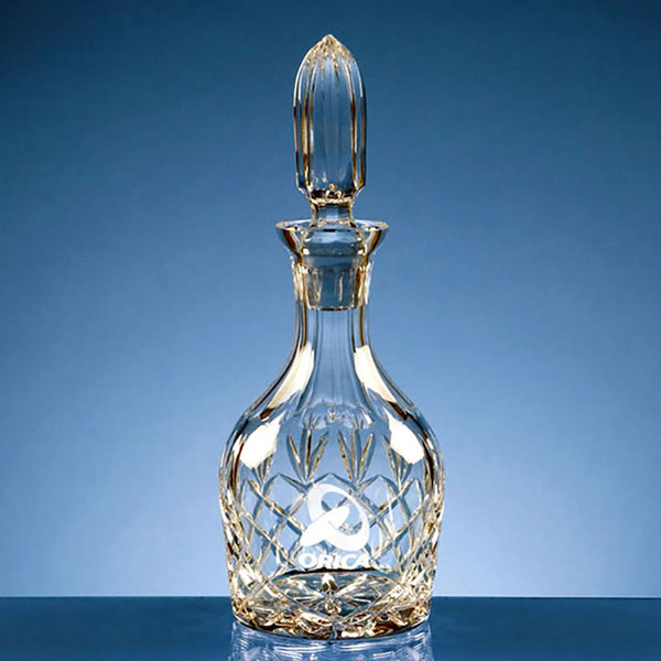 Engraved Crystal Handcut Round Wine Decanter