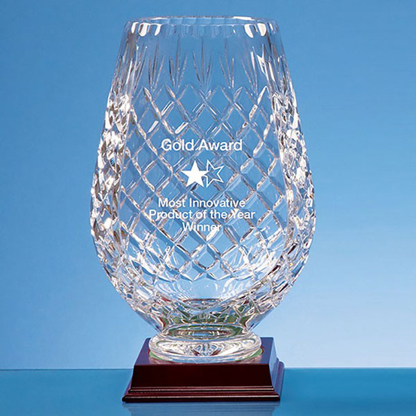 23cm Lead Crystal Panelled Flared Vase