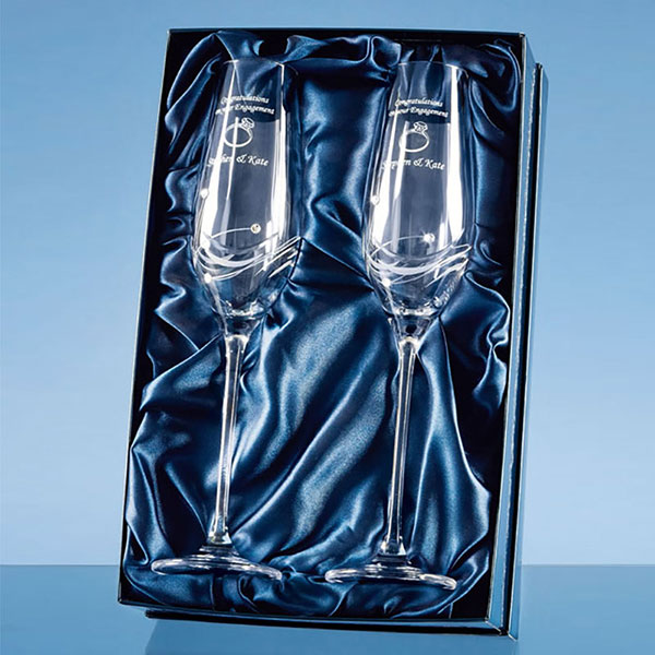 Twin Diamante Champagne Flutes Gift Set