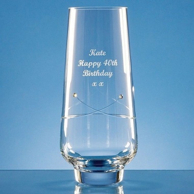 26cm Diamante Tapered Vase with Kiss Cut Design