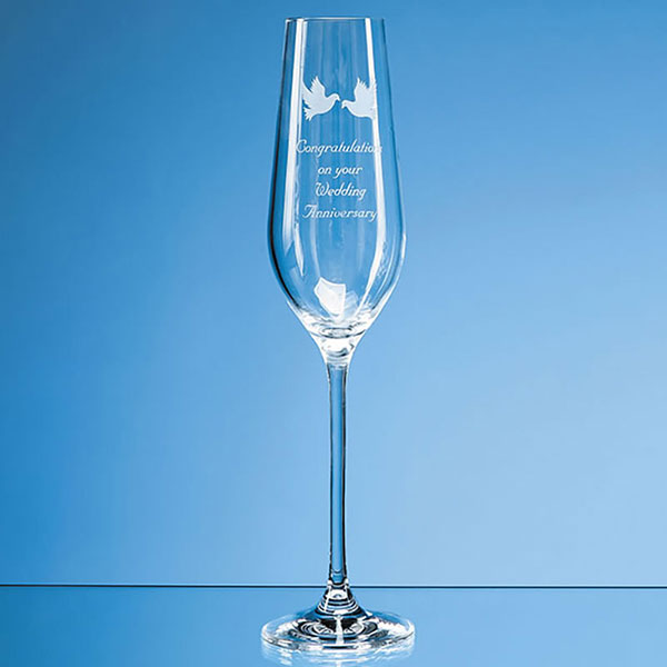 Engraved Aura Crystalite Champagne Flute