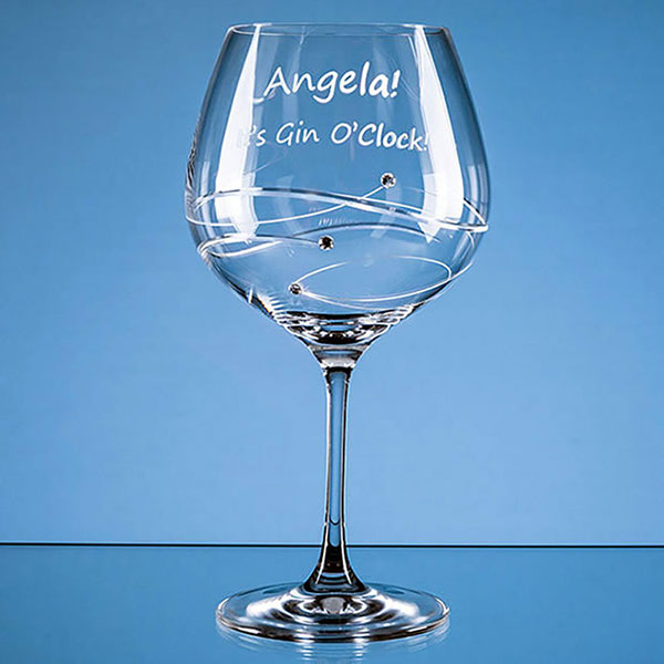 610ml Just For You Diamante Gin Glass with Spiral Design