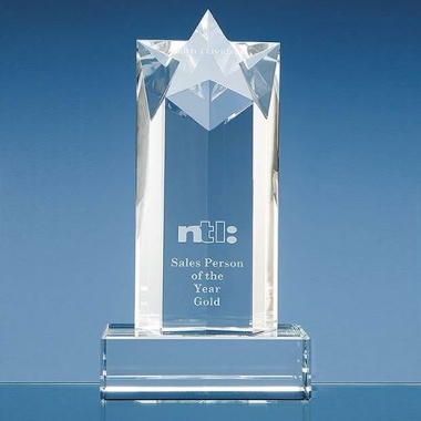 8in Optical Crystal Star Column Award