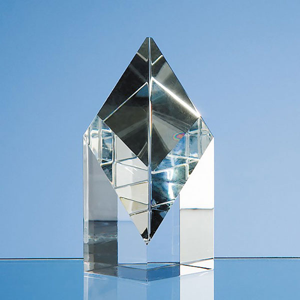 4in Optic Crystal Sloping Diamond Award