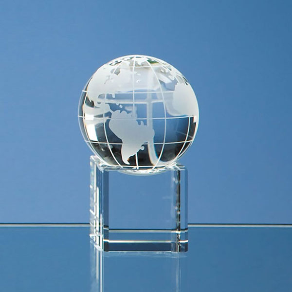 50mm Optic Crystal Globe on Clear Base