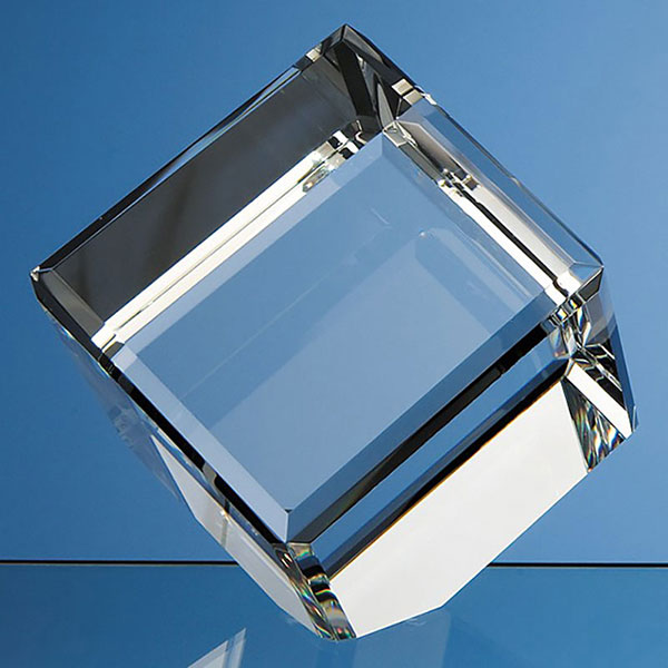 10cm Optical Crystal Bevel Edged Cube