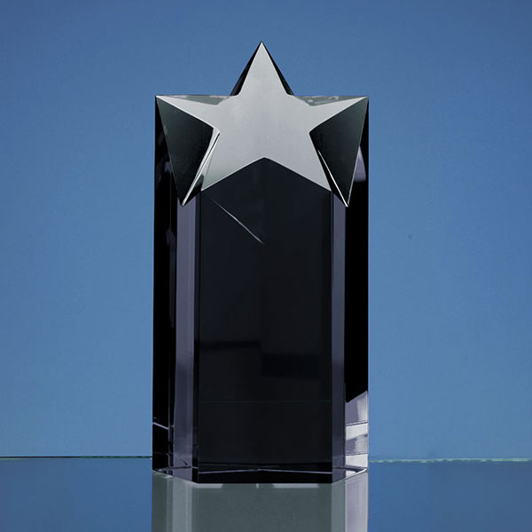 Engraved Black Onyx Crystal Star Award 7in