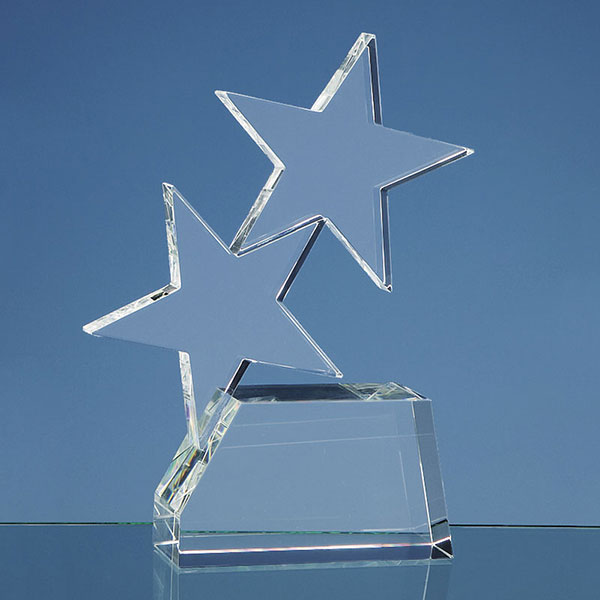 Engraved Optic Crystal Double Rising Star Award