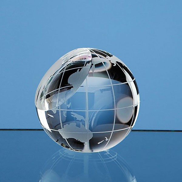 60mm Optic Crystal Globe Paperweight