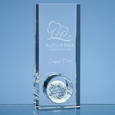 Optical Crystal Golf Ball in Hole Award 20cm