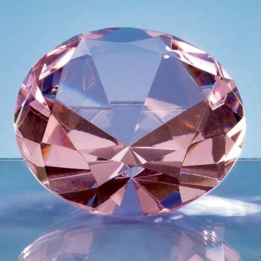 8cm Optical Crystal Pink Diamond Paperweight