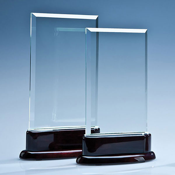 16.5cm Crystal Rectangle on Rosewood