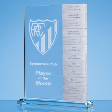 Monthly Rectangle Glass Award with 12 x Winners Plaques