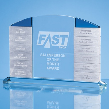 15cm x 22.5cm x 10mm Clear Glass Arch Perpetual Award with 12 Slots
