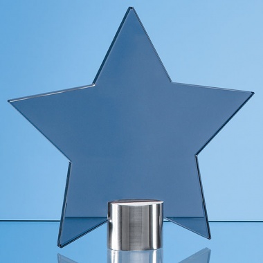 11.5cm Smoked Glass Star Mounted on a Brushed Aluminium Base