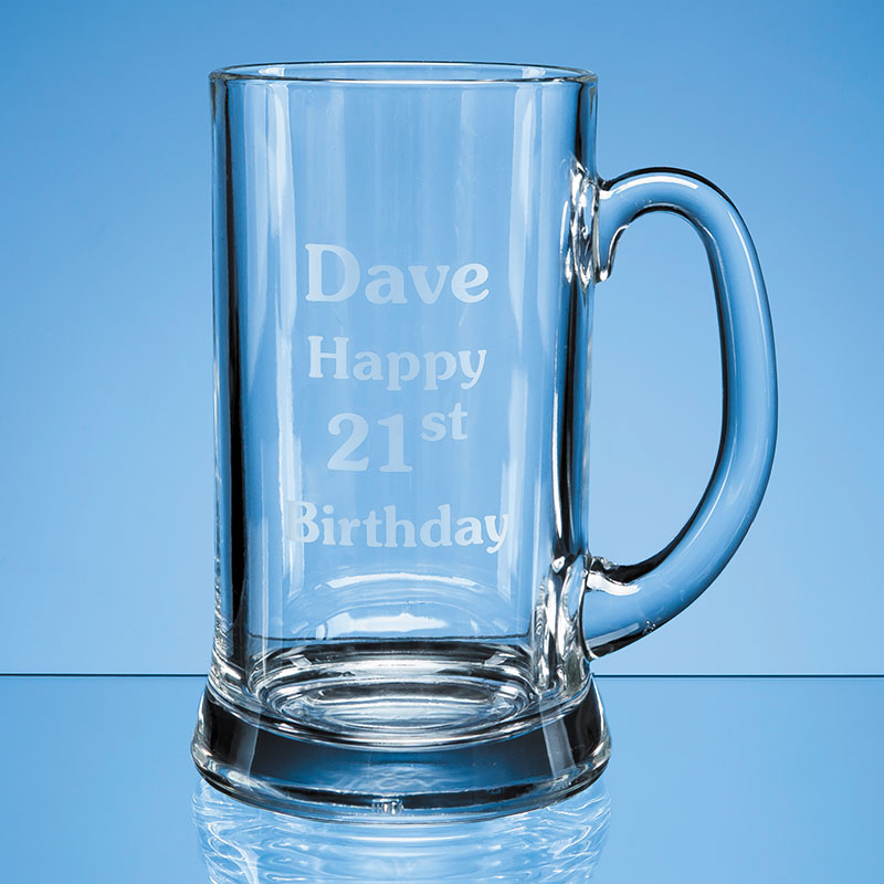 Engraved Two Pint Glass Tankard