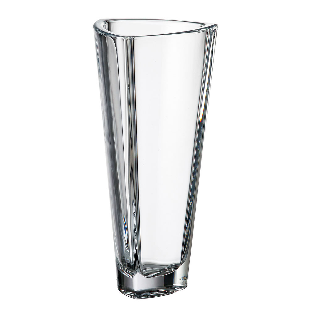 Engraved Glass Vase In Triangle Design
