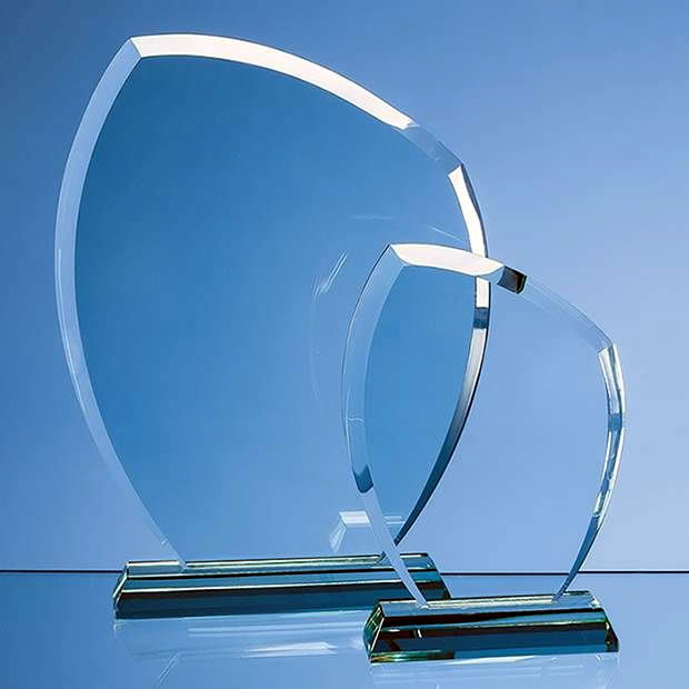 24cm Autumn Leaf Award Plaque in 12mm Jade Glass