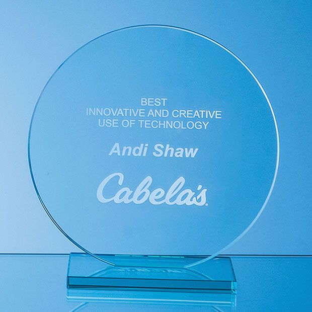 10mm Jade Glass Circle Award 15cm dia