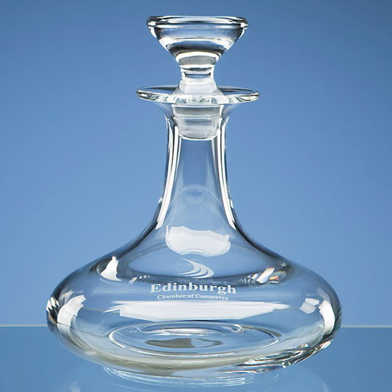 Engraved Crystal Ships Decanter L304