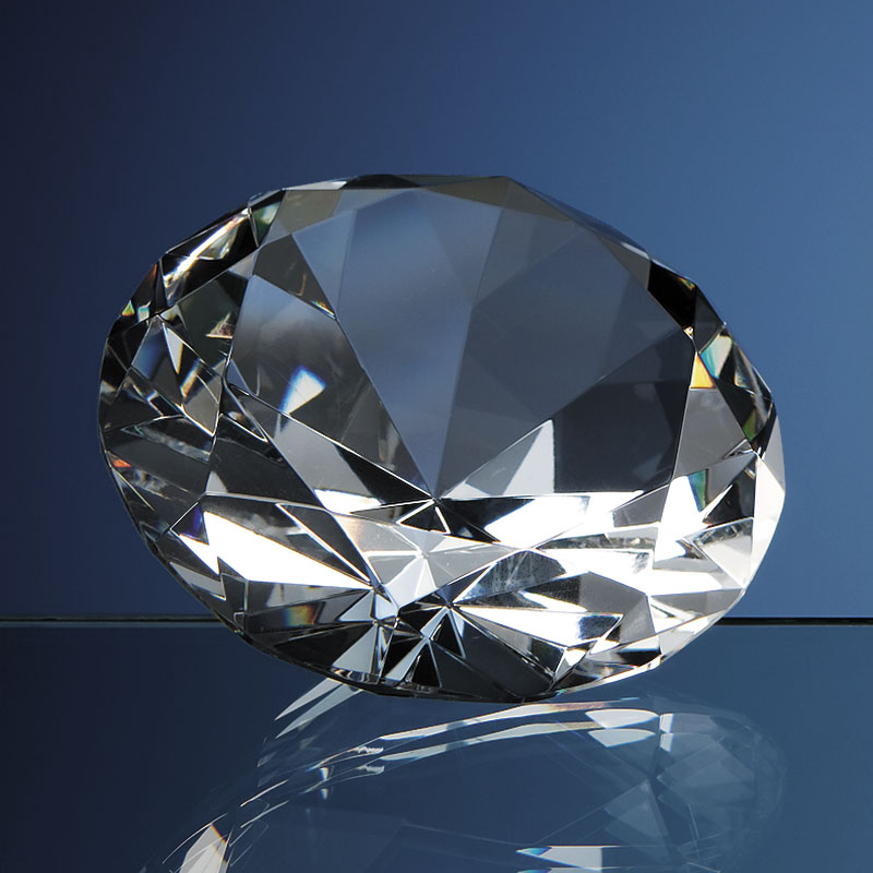6cm dia Optical Crystal Diamond Paperweight